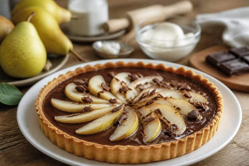 découvrez la recette facile et gourmande de la tarte poire chocolat, un dessert délicieux alliant douceur des poires et richesse du chocolat, parfait pour toutes les occasions.