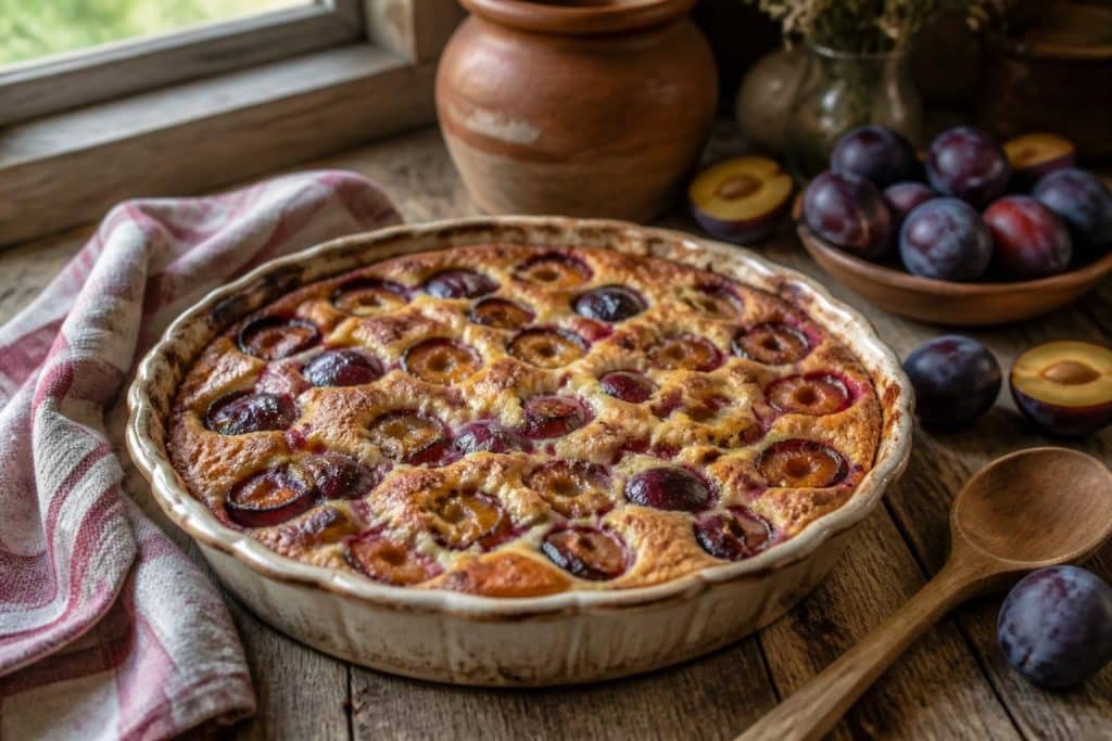 découvrez la recette facile et traditionnelle du clafoutis aux prunes de grand-mère, un dessert gourmand qui rappelle les saveurs d'antan.