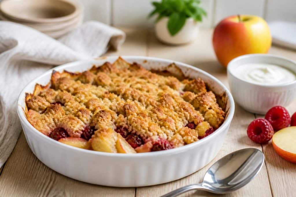 découvrez notre recette facile et légère de crumble sans beurre, parfaite pour un dessert savoureux et sain.