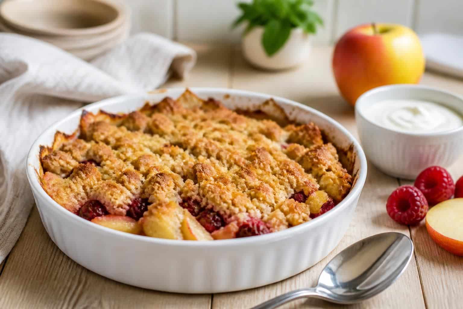 découvrez notre recette facile et légère de crumble sans beurre, parfaite pour un dessert savoureux et sain.