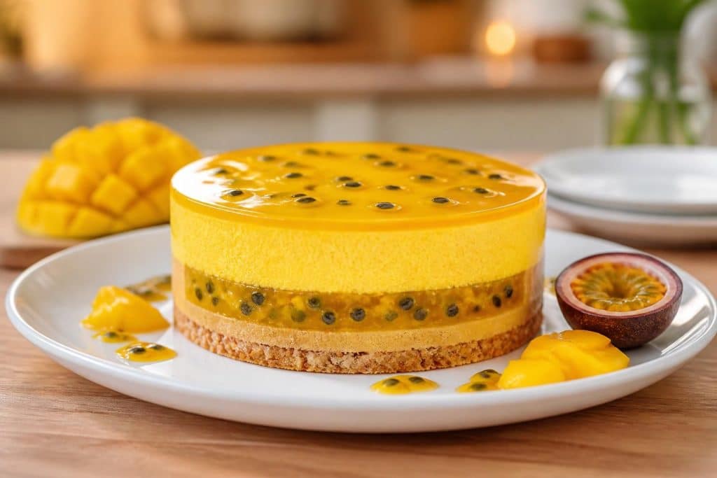 découvrez notre recette facile et gourmande d'entremet mangue passion, un dessert fruité et rafraîchissant parfait pour toutes les occasions.